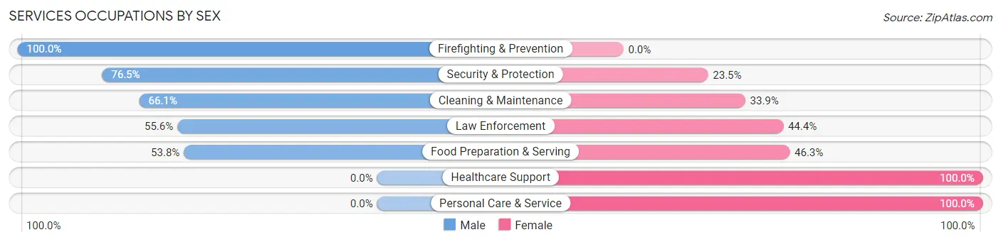 Services Occupations by Sex in Zip Code 60150