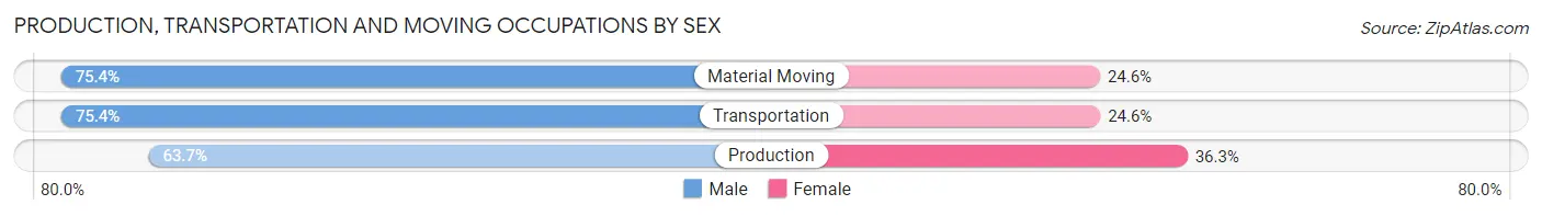 Production, Transportation and Moving Occupations by Sex in Zip Code 60153