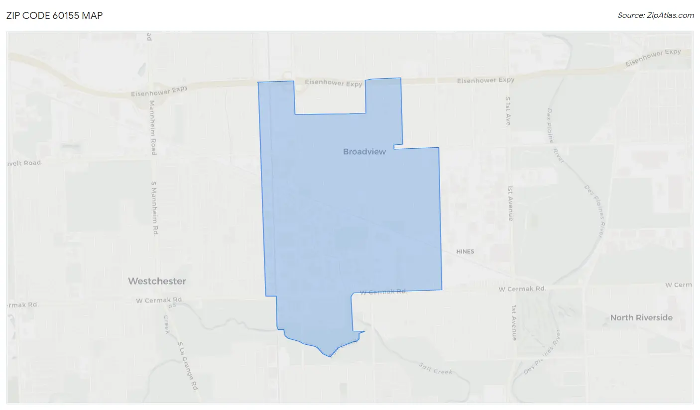 Zip Code 60155 Map