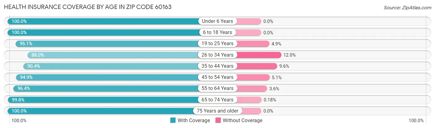 Health Insurance Coverage by Age in Zip Code 60163