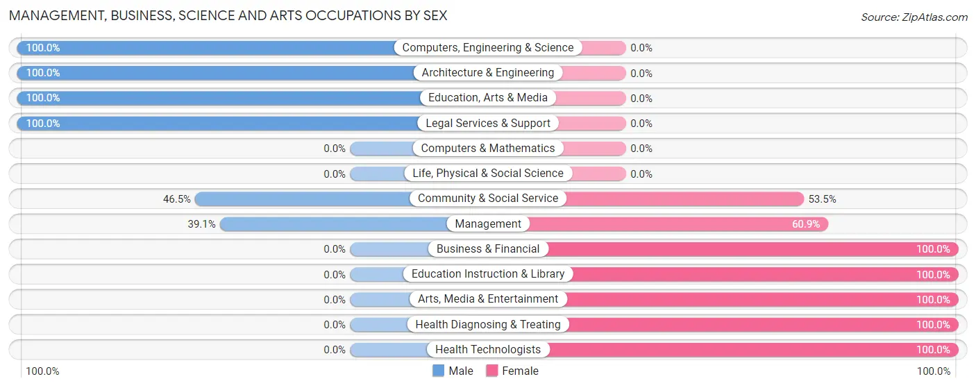 Management, Business, Science and Arts Occupations by Sex in Zip Code 60165