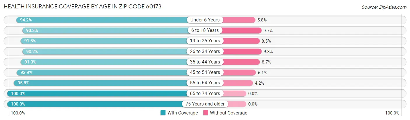 Health Insurance Coverage by Age in Zip Code 60173