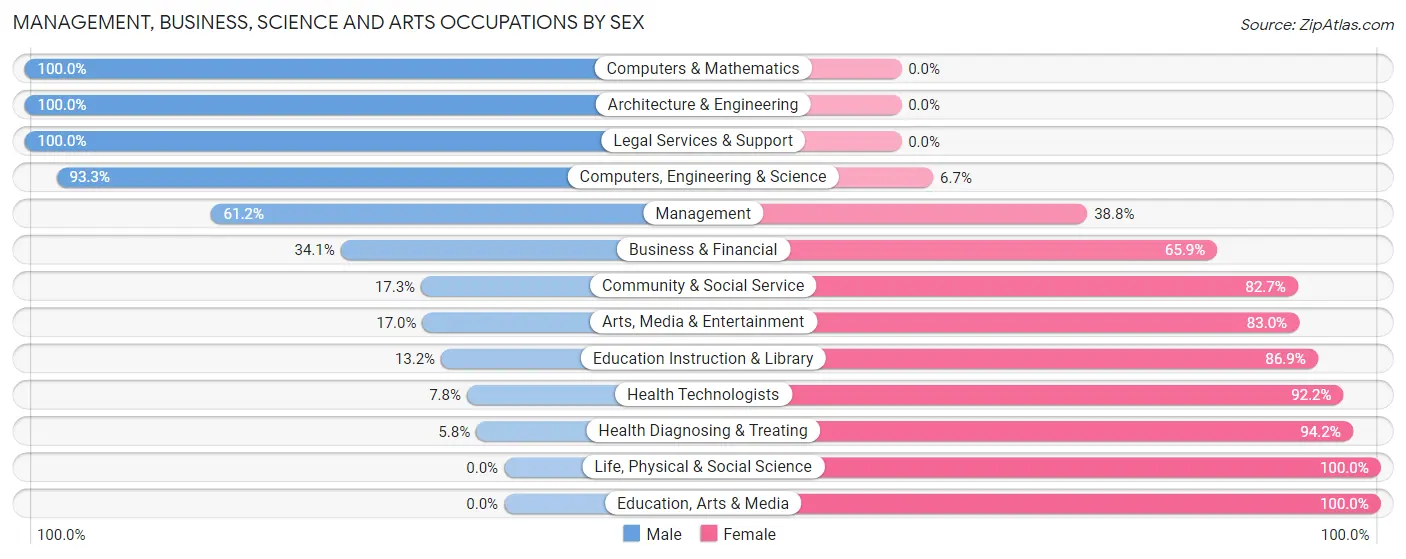 Management, Business, Science and Arts Occupations by Sex in Zip Code 60191
