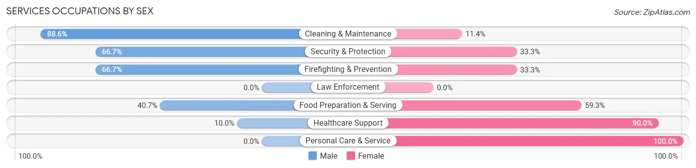Services Occupations by Sex in Zip Code 60407