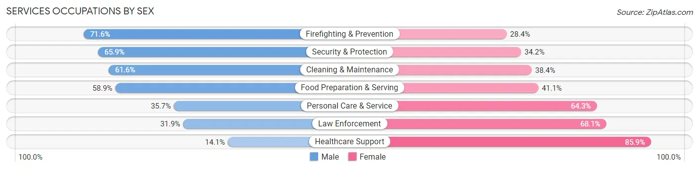 Services Occupations by Sex in Zip Code 60409