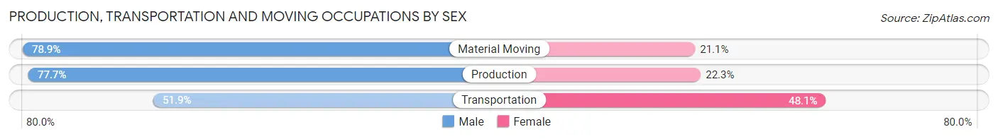 Production, Transportation and Moving Occupations by Sex in Zip Code 60416