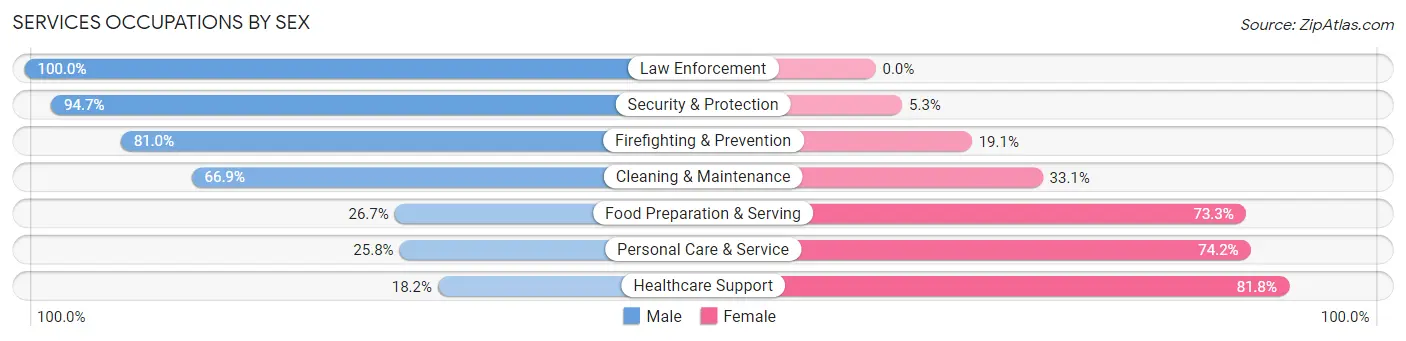 Services Occupations by Sex in Zip Code 60416