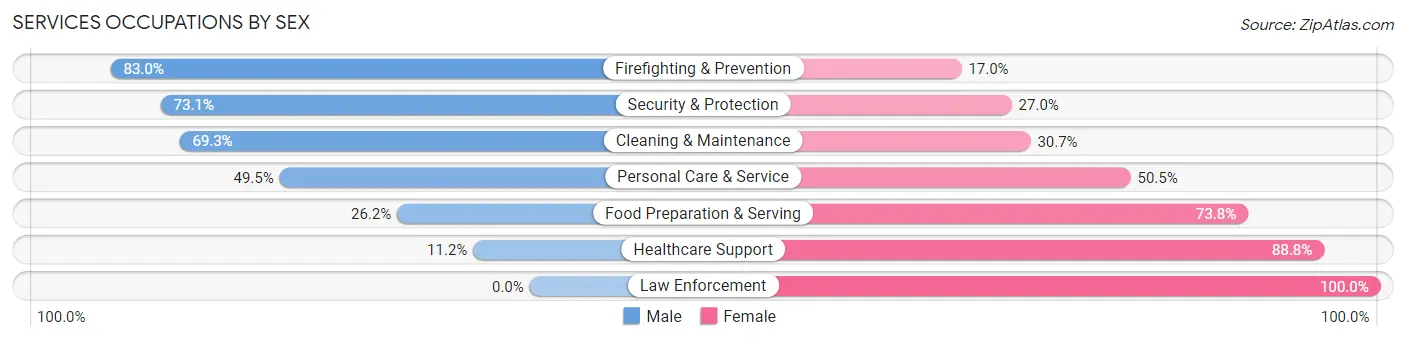 Services Occupations by Sex in Zip Code 60419