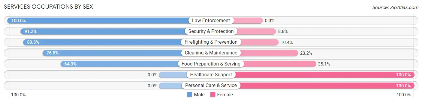 Services Occupations by Sex in Zip Code 60421