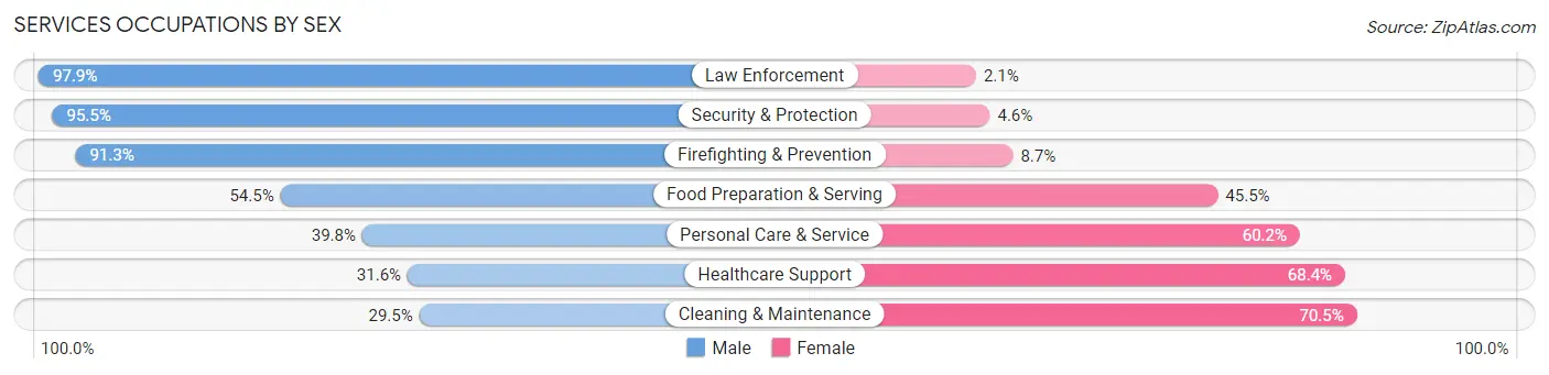 Services Occupations by Sex in Zip Code 60423