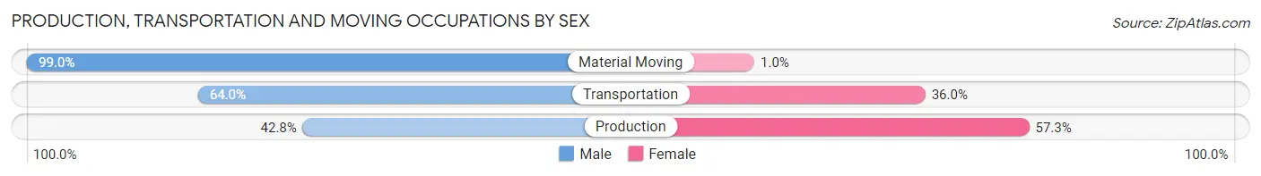 Production, Transportation and Moving Occupations by Sex in Zip Code 60429