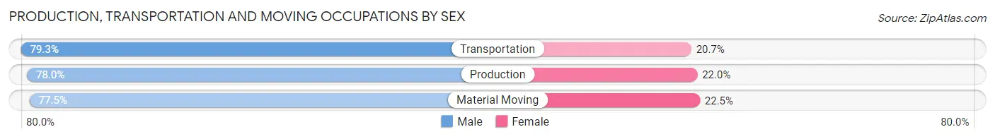 Production, Transportation and Moving Occupations by Sex in Zip Code 60438