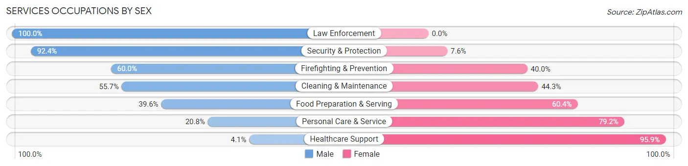 Services Occupations by Sex in Zip Code 60439
