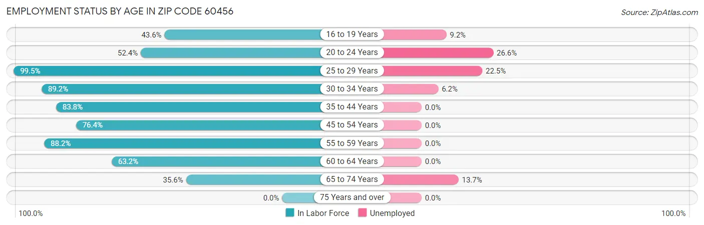 Employment Status by Age in Zip Code 60456