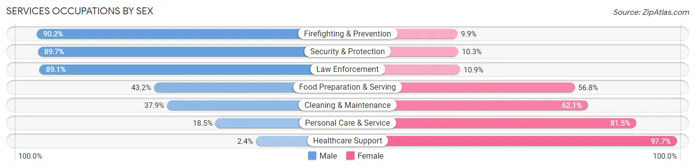 Services Occupations by Sex in Zip Code 60459