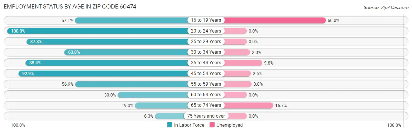 Employment Status by Age in Zip Code 60474