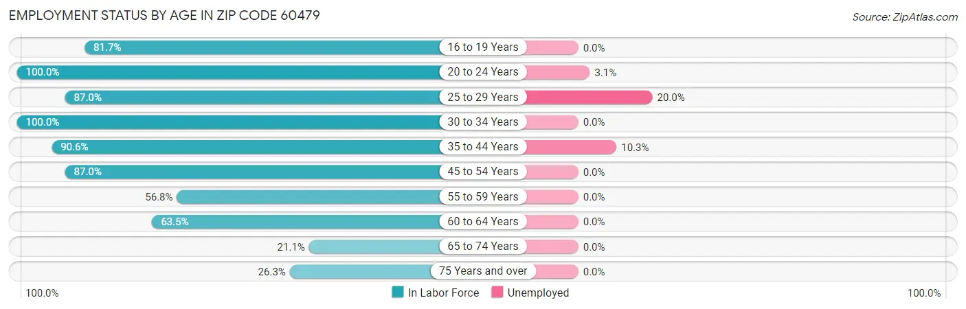 Employment Status by Age in Zip Code 60479