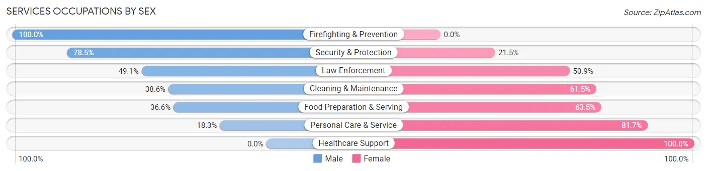 Services Occupations by Sex in Zip Code 60501
