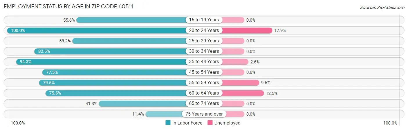 Employment Status by Age in Zip Code 60511