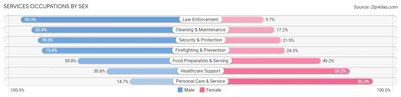 Services Occupations by Sex in Zip Code 60515