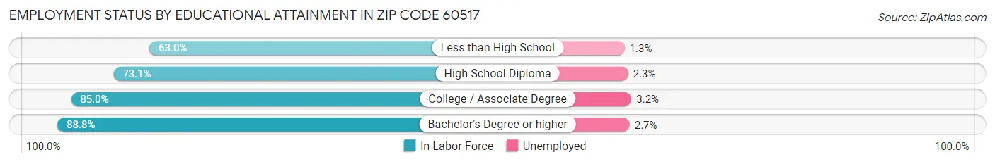 Employment Status by Educational Attainment in Zip Code 60517