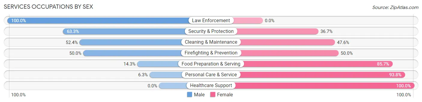 Services Occupations by Sex in Zip Code 60520