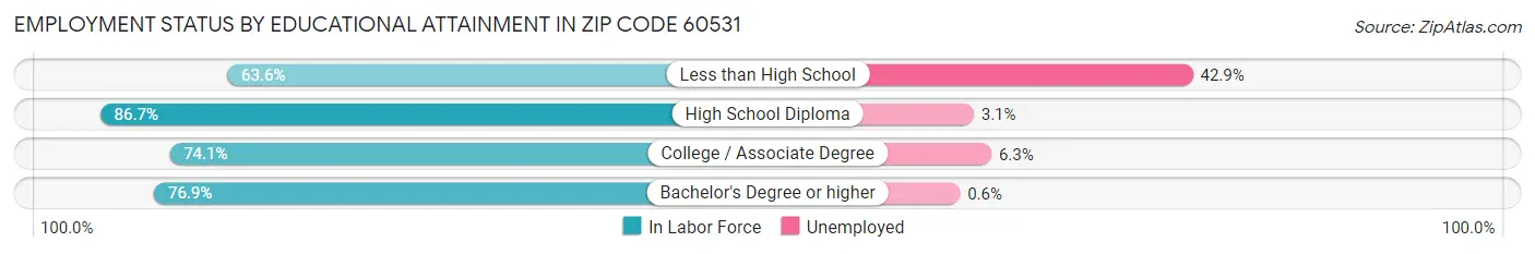 Employment Status by Educational Attainment in Zip Code 60531