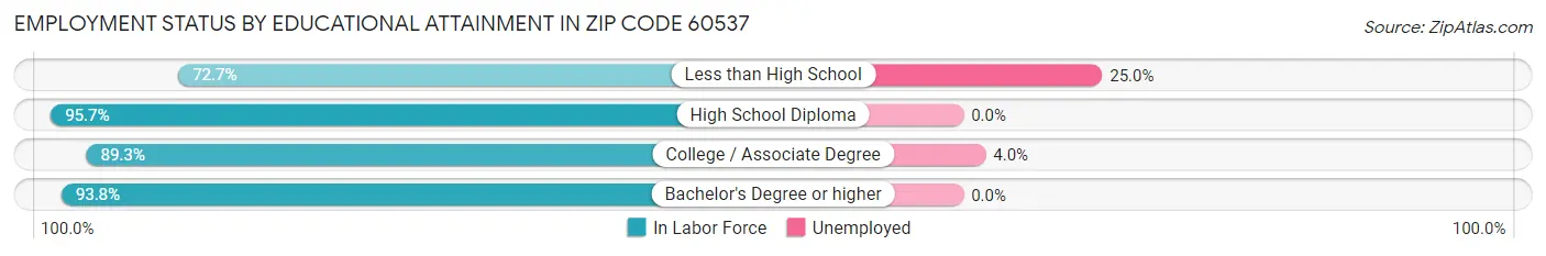 Employment Status by Educational Attainment in Zip Code 60537