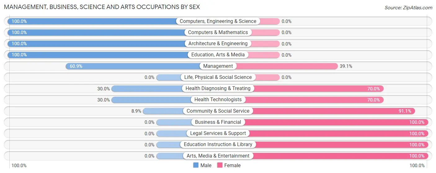 Management, Business, Science and Arts Occupations by Sex in Zip Code 60537