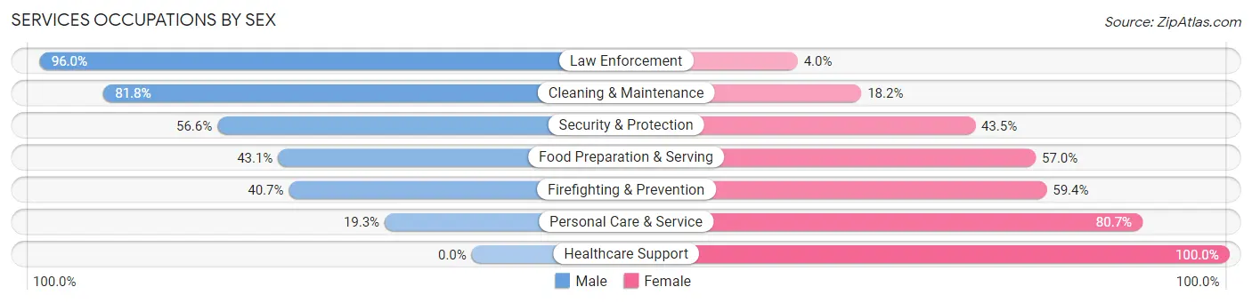 Services Occupations by Sex in Zip Code 60538