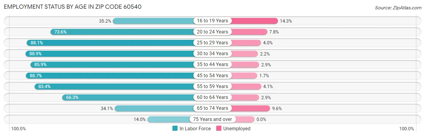 Employment Status by Age in Zip Code 60540