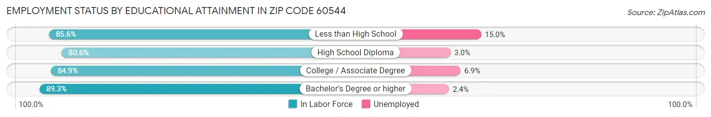 Employment Status by Educational Attainment in Zip Code 60544