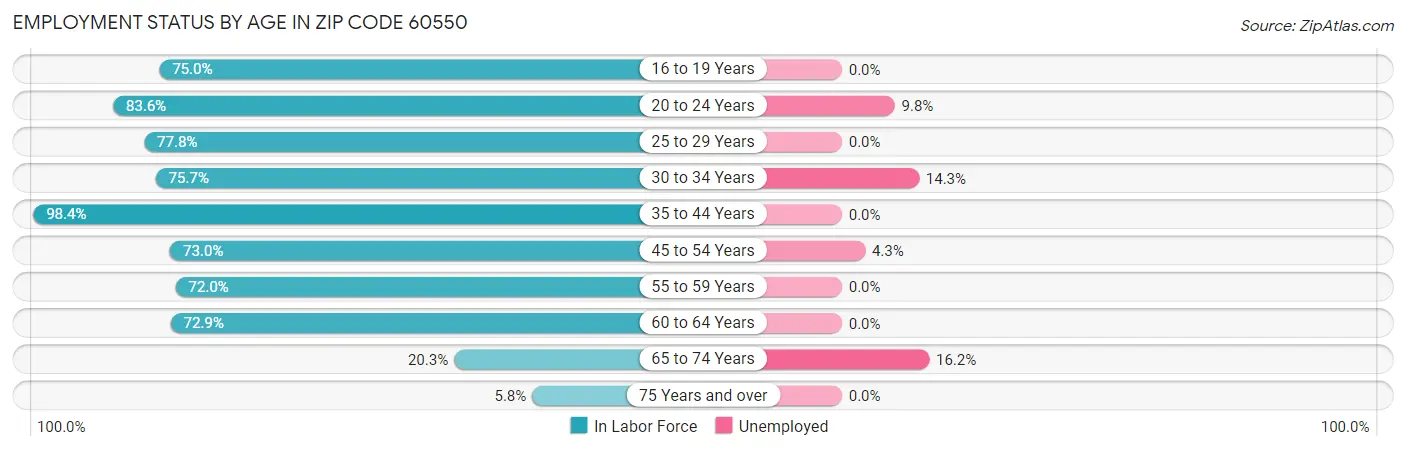 Employment Status by Age in Zip Code 60550