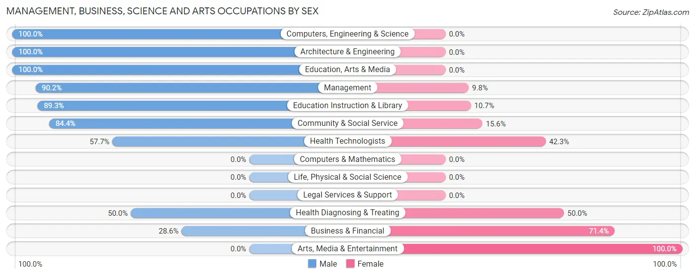 Management, Business, Science and Arts Occupations by Sex in Zip Code 60553