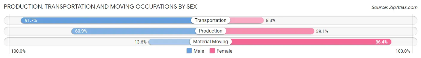 Production, Transportation and Moving Occupations by Sex in Zip Code 60553