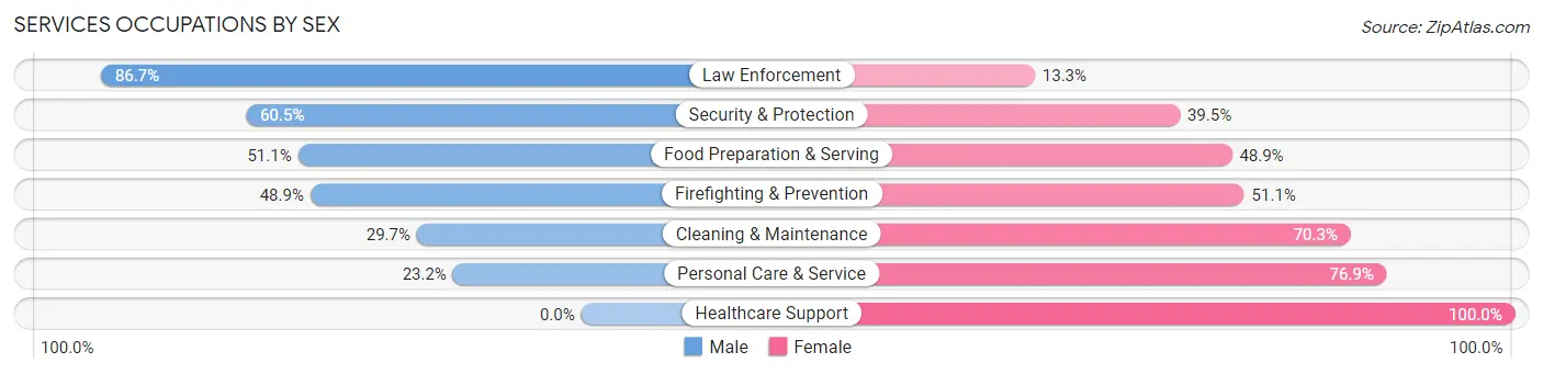 Services Occupations by Sex in Zip Code 60563