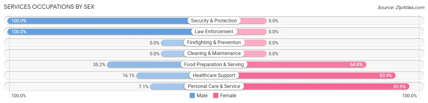 Services Occupations by Sex in Zip Code 60611