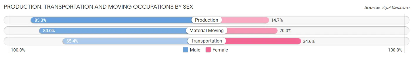 Production, Transportation and Moving Occupations by Sex in Zip Code 60612