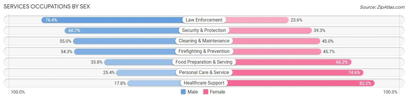 Services Occupations by Sex in Zip Code 60612