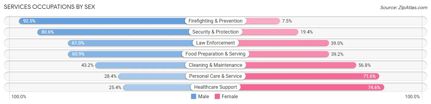 Services Occupations by Sex in Zip Code 60641