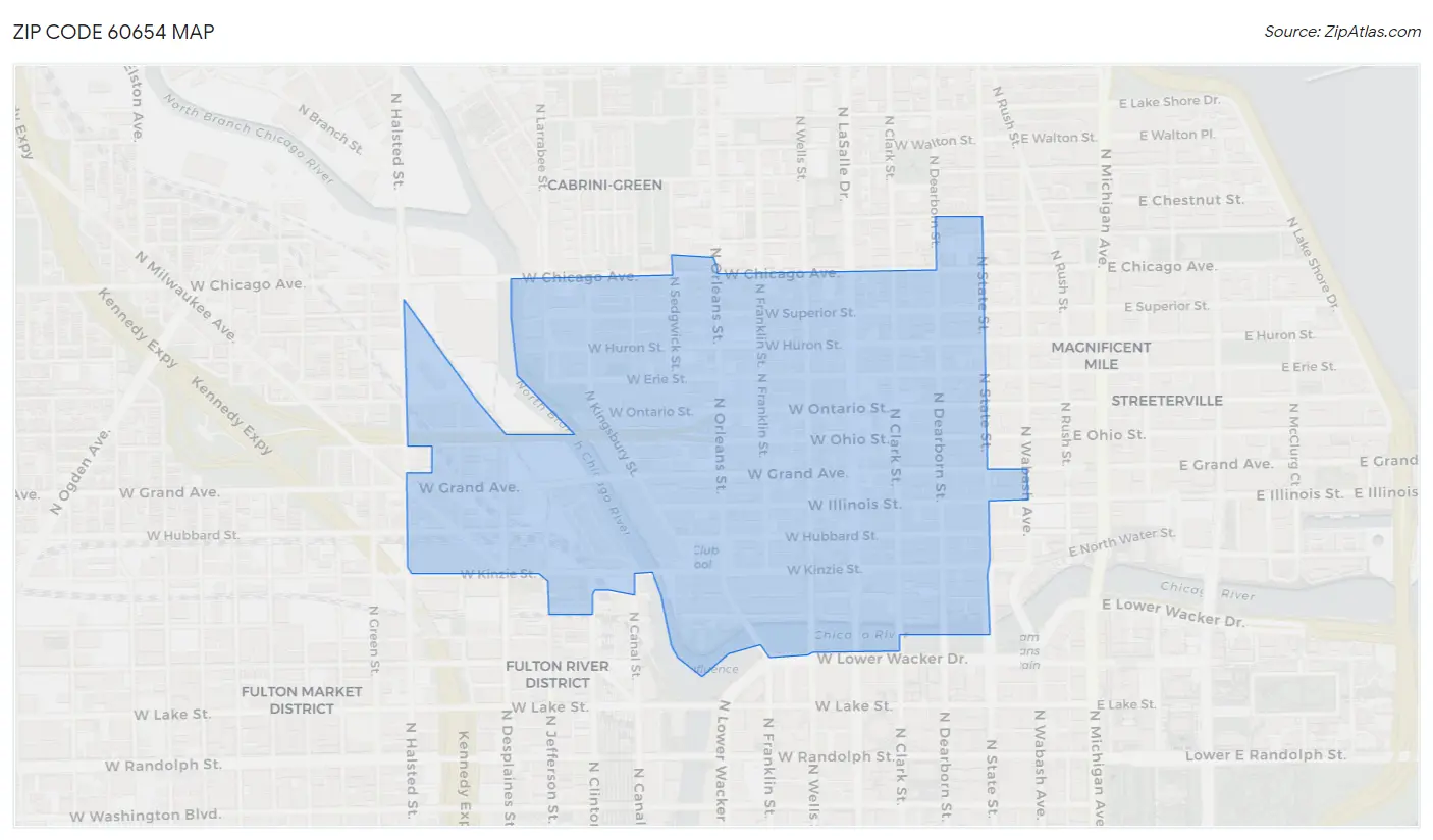 Zip Code 60654 Map