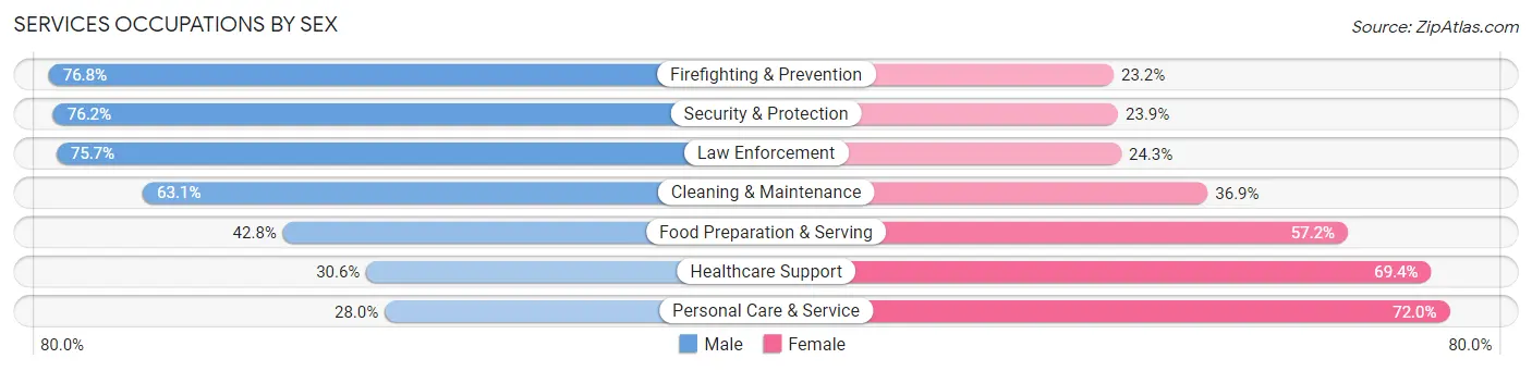 Services Occupations by Sex in Zip Code 60659