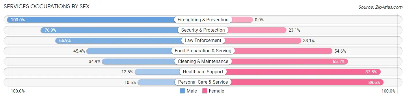 Services Occupations by Sex in Zip Code 60706