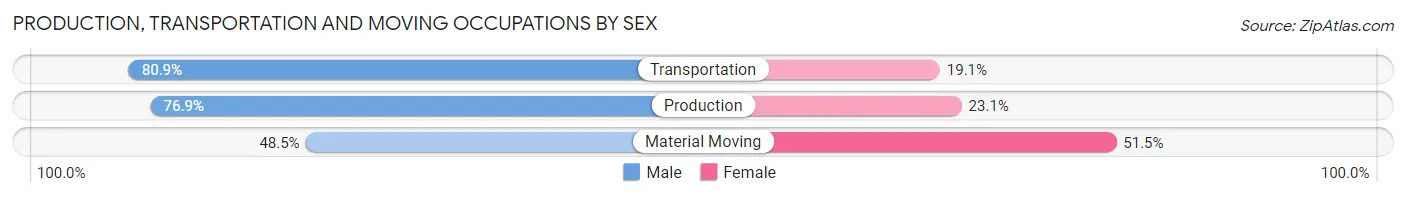 Production, Transportation and Moving Occupations by Sex in Zip Code 60707