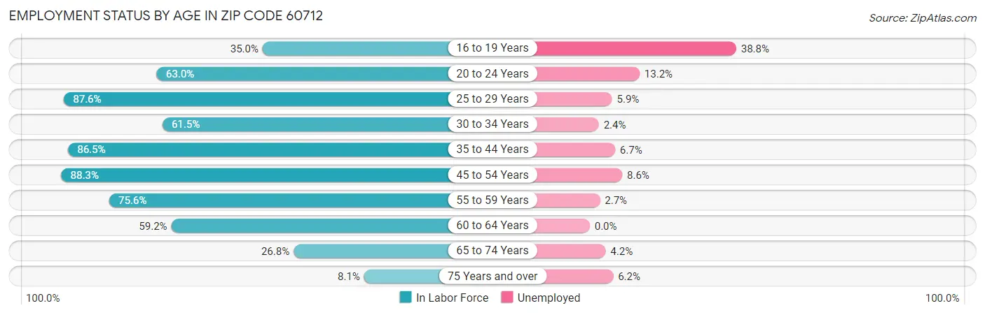 Employment Status by Age in Zip Code 60712