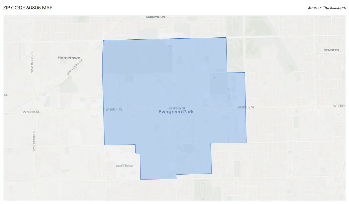 Zip Code 60805 Map