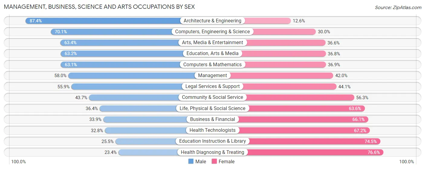 Management, Business, Science and Arts Occupations by Sex in Zip Code 60901