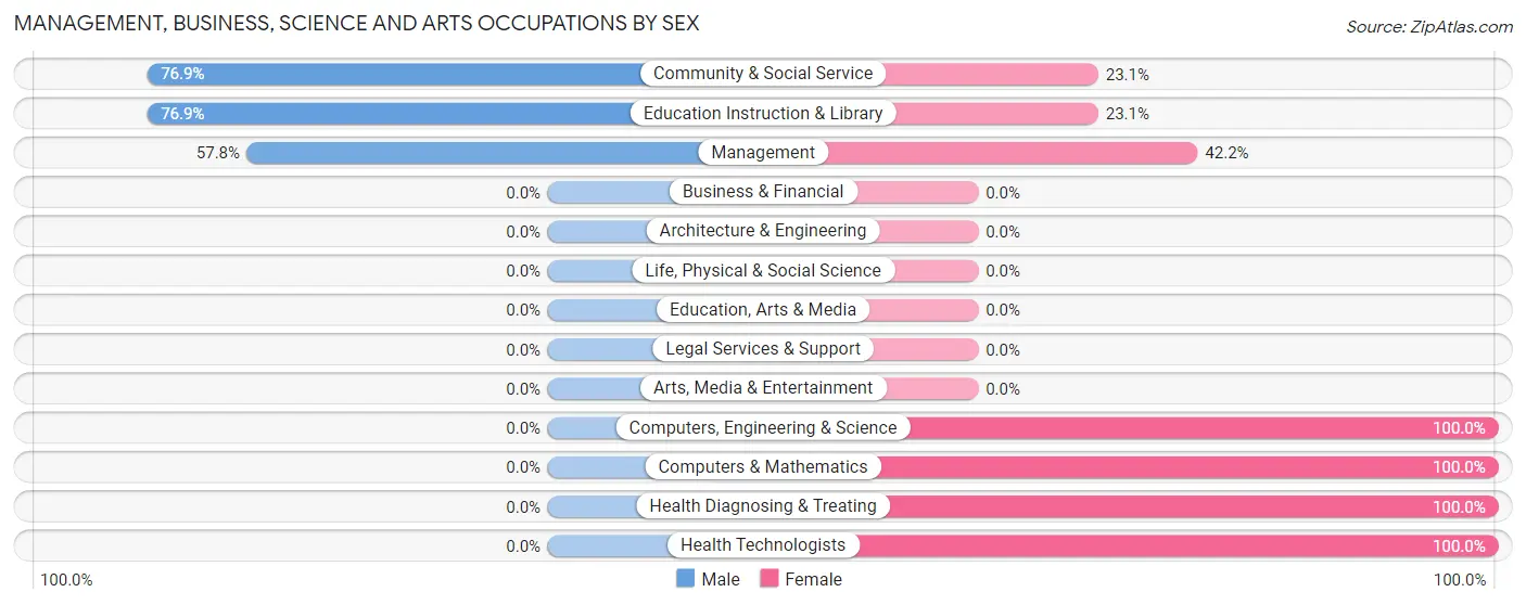 Management, Business, Science and Arts Occupations by Sex in Zip Code 60919