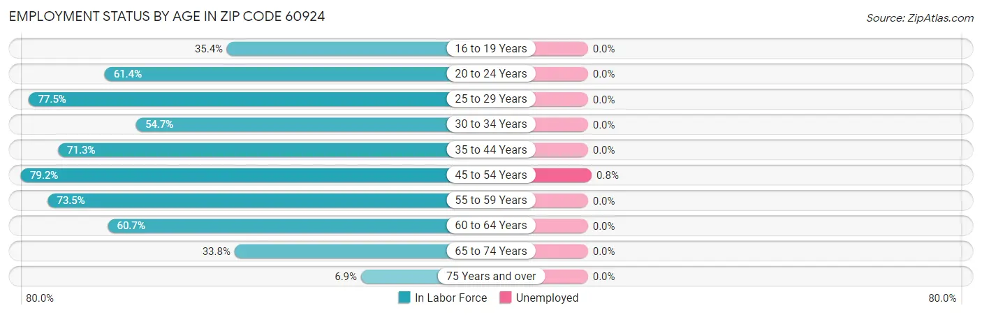 Employment Status by Age in Zip Code 60924