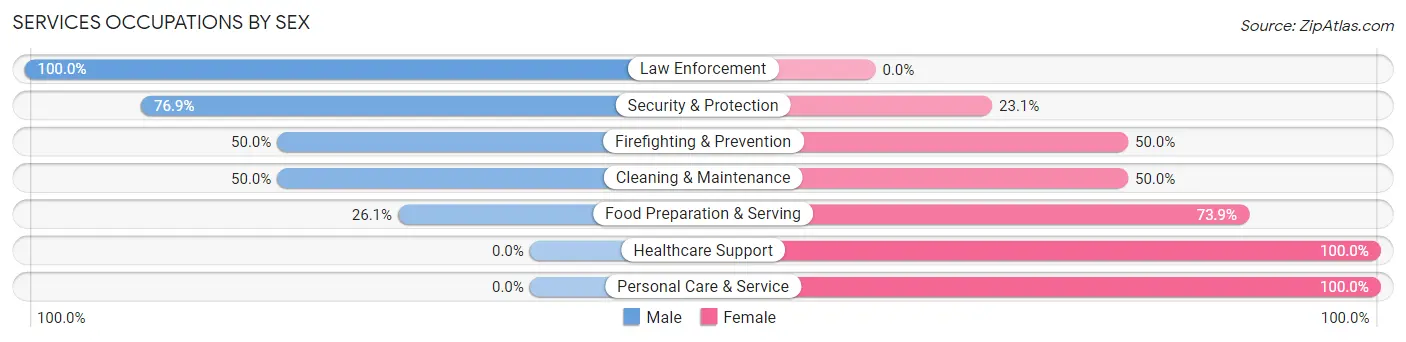 Services Occupations by Sex in Zip Code 60928
